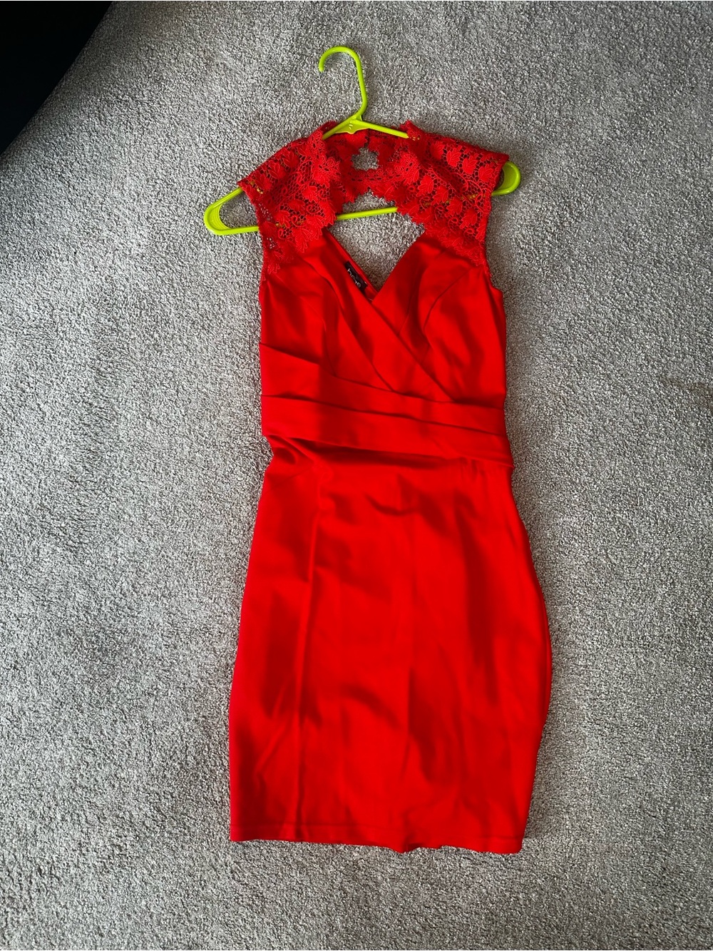 Bebe Red Lace-Trim Sheath Dress
